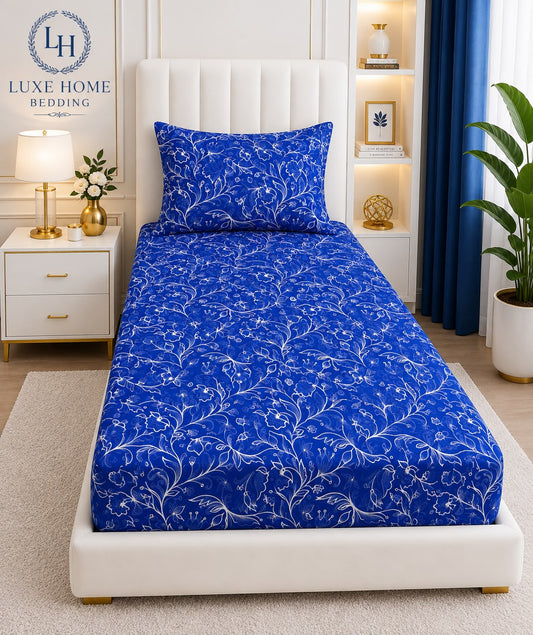 Royal Floral – Royal Blue Printed Bedsheet Set