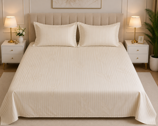 Ivory Serenity – Cream Printed Bedsheet Set