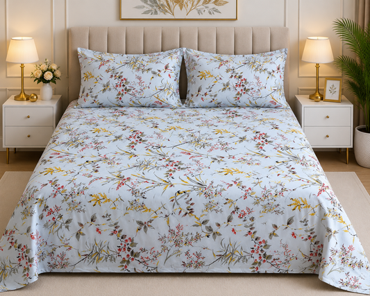 Spring Meadow – Floral Printed Bedsheet Set