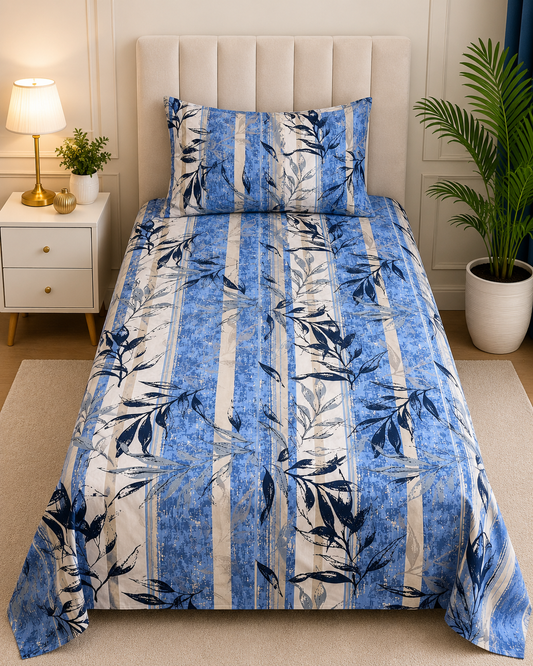 Blue Botanica – Blue Printed Bedsheet Set