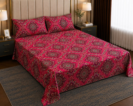 Royal Heritage – Red Printed Bedsheet Set