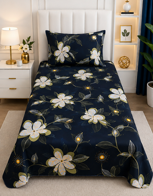 Elegant Floral Printed Bedsheet